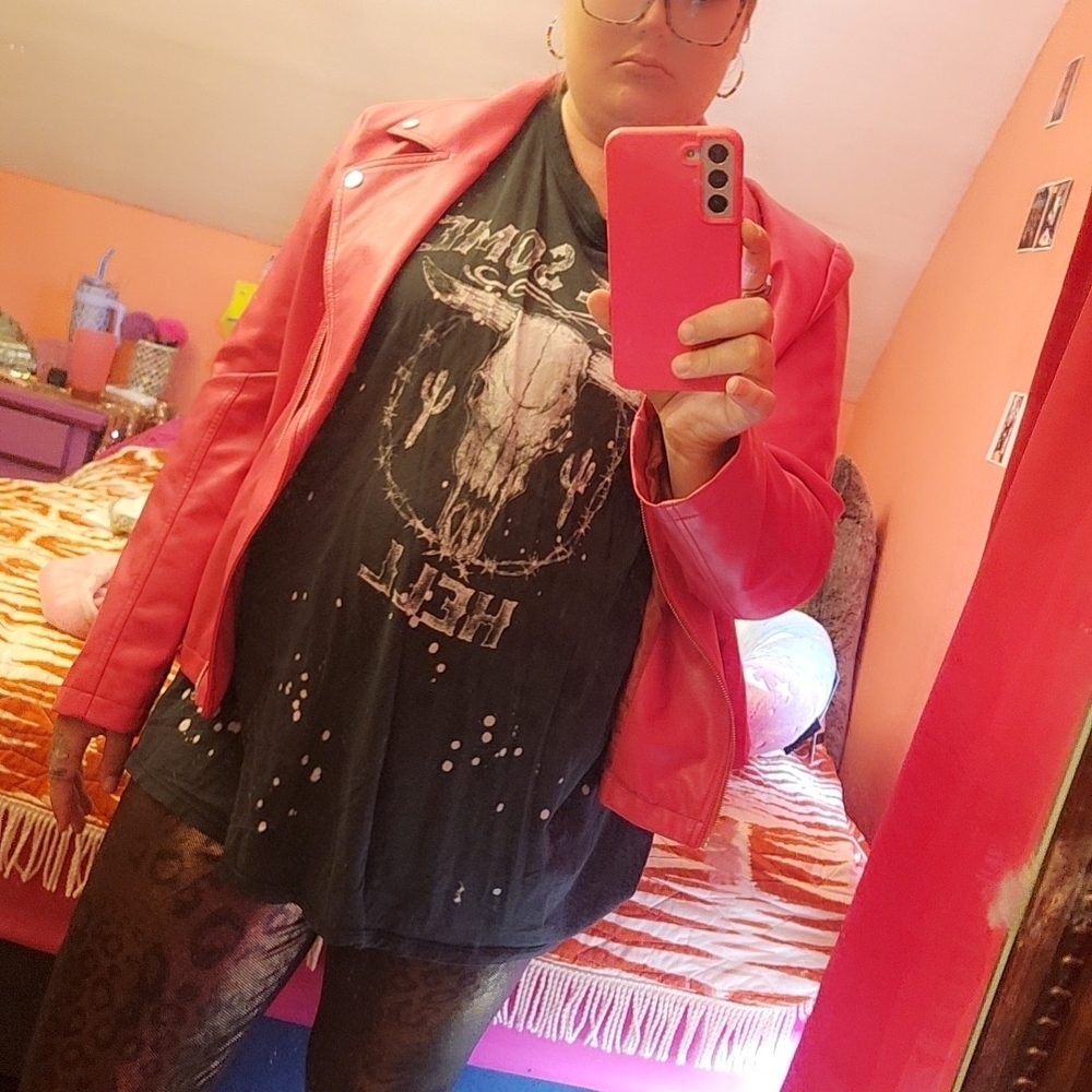 New York & Company Vibrant Pink Leather Jacket